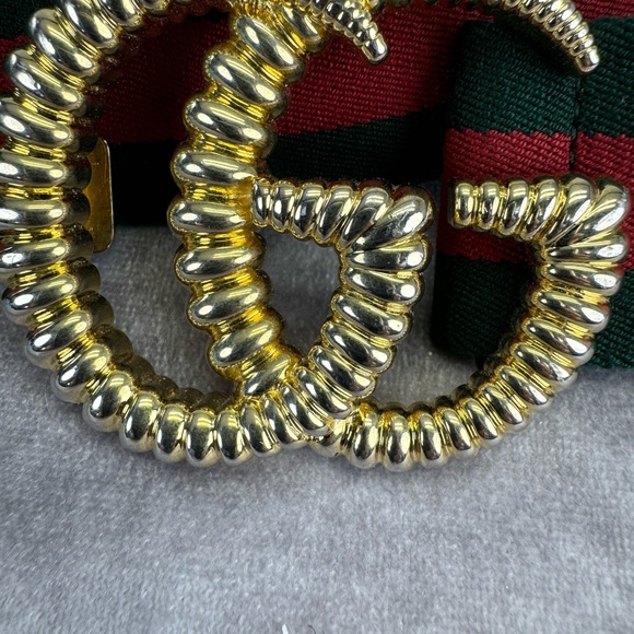 GUCCI Red/Green Web Elastic Torchon Double G Belt Size 70/28 - Picture 6 of 10